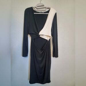 Pretty Little Thing Black and White Long Sleeve Dress Size 12
